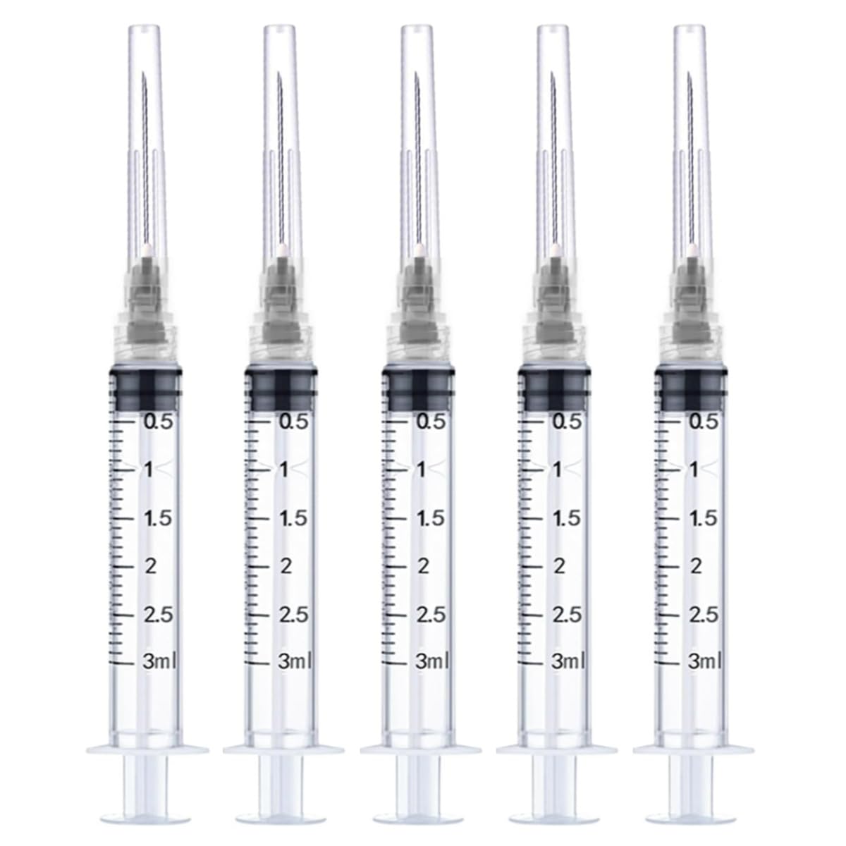 Paquete de 50 jeringas desechables Luer Lock de laboratorio de 3 ml/cc con aguja de 22 Ga de 1.0 pulgadas | Empaquetado individualmente sellado