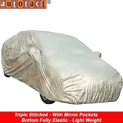 Image of Autofact Waterproof Premium Silver Matty Triple Stitched Car Body Cover with Mirror Pocket for Jeep Meridian