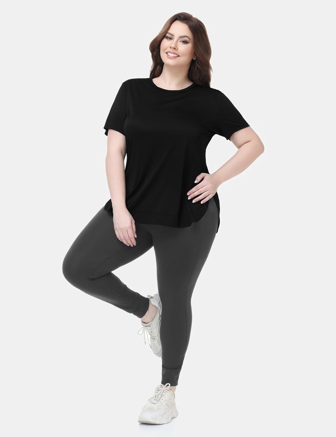 baleaf Plus Size Workout Tops for Women Short Sleeve Loose Fit Shirts Crew Neck Quick Dry UPF50+ Athletic Gym Yoga - Image 3