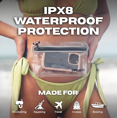Image of DRENCH 100% Waterproof Clear Bag | Touchscreen Waterproof Fanny Pack Crossbody Phone Case, IPX8 Underwater Pouch for Swimming, Beach, Concerts & Stadium Events | Fits iPhone 15 Pro Max | iPhone