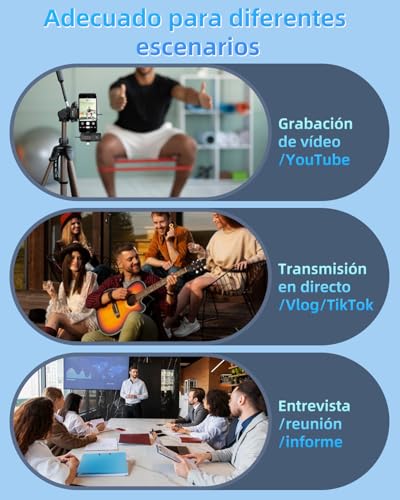 Microfono Inalambrico para iPhone/iOS/Android, Micrófono Lavalier Inalámbrico para Móvil Portátil Cámara, Micrófono para Facebook, Youtube, Twitter, TIK Tok Video y transmisión en Vivo– Juego de 2 - imagen 5