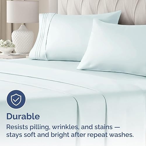 Miniatura 4 de CGK Unlimited - Juego de funda de almohada Queen de microfibra premium, azul hielo, 2 piezas