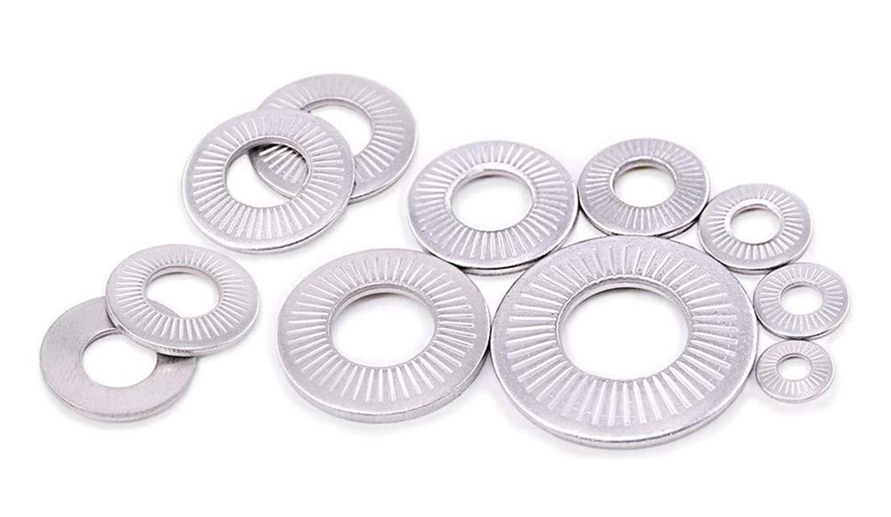 175Pcs Metric 304 Stainless Steel Serrated Conical Spring Washer/Conical knurled Spring Washer/Belleville Washer Assortment Kit- 7 Size: M3 M4 M5 M6 M8 M10 M12