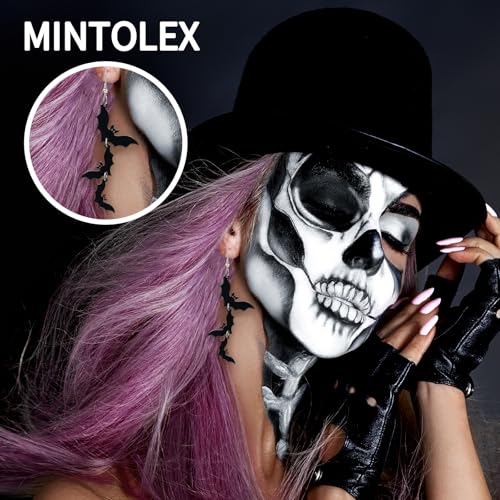 Acrylic Halloween Earrings Black Skull Bat Drop Dangle Earrings for Women Fun Cute Spooky Halloween Holiday Costume Jewelry3