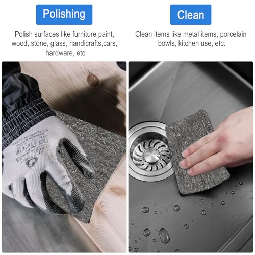 APOMOONS 3 Rollen Stahlwolle, 3m Stahlwolle 000 Fein mit Arbeitshandschuhen und Schere, Stahlwolle Gegen Mäuse für Löcher und Wand Risse, Haus, Garage und Garten