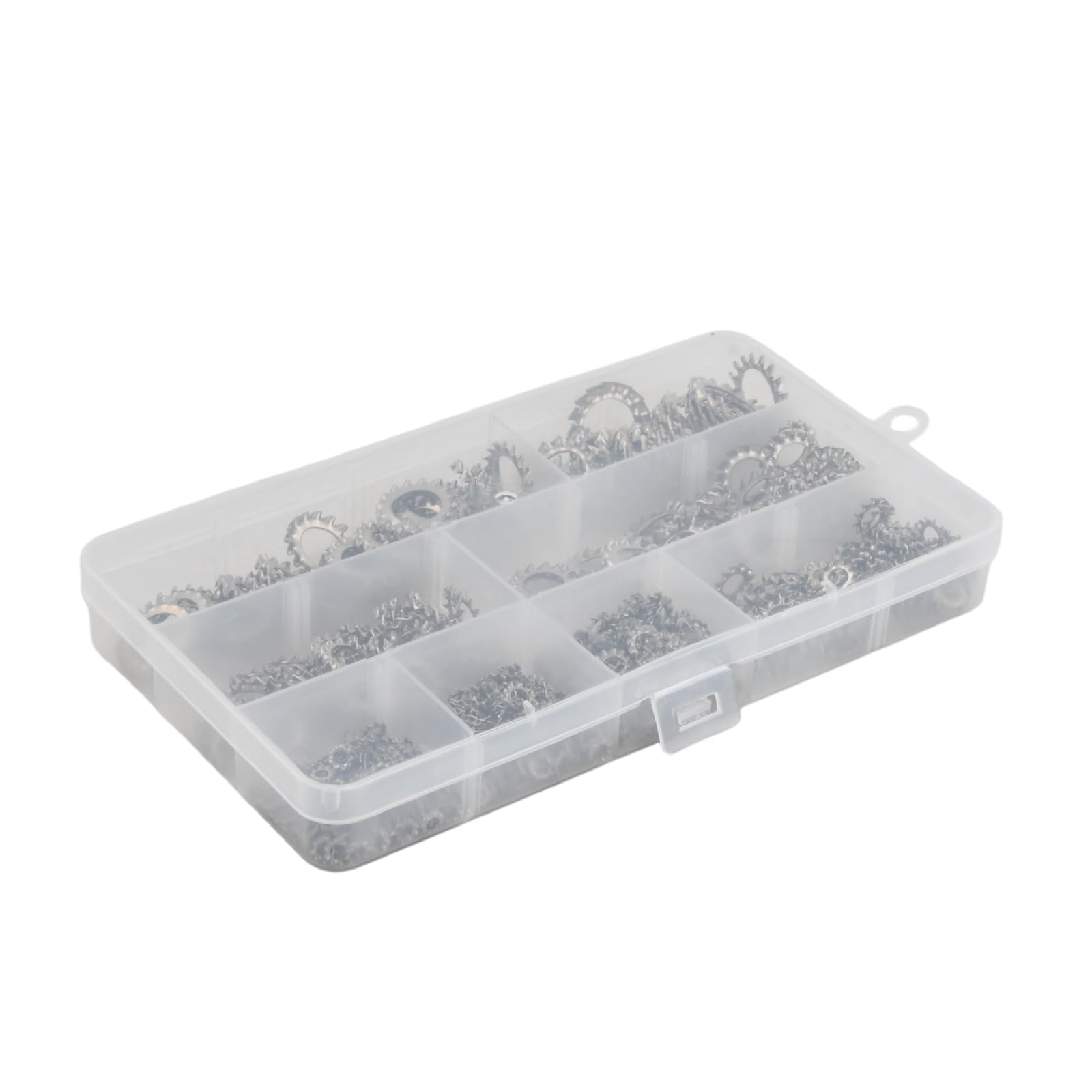 555 Pezzi Rondelle di Sicurezza Dentate Esterne in Acciaio Inox 304 – Rondelle Anti-Vibrazione, Bloccaggio Denti a Stella Assortimento Kit Assortito 8 Misure per Fai Te, Automotive ed Edilizia