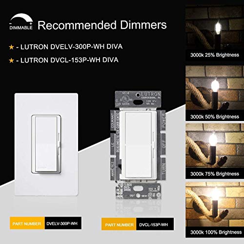 6W Led Candelabra Bulb 3000K Soft White, 70W Equivalent 700Lm, E12 Base Dimmable Led Chandelier Light Bulbs, Antique Edison Style Ca11 Candle Flame Tip Clear Glass Chandelier Light Bulbs, 8 Pack #TOP4