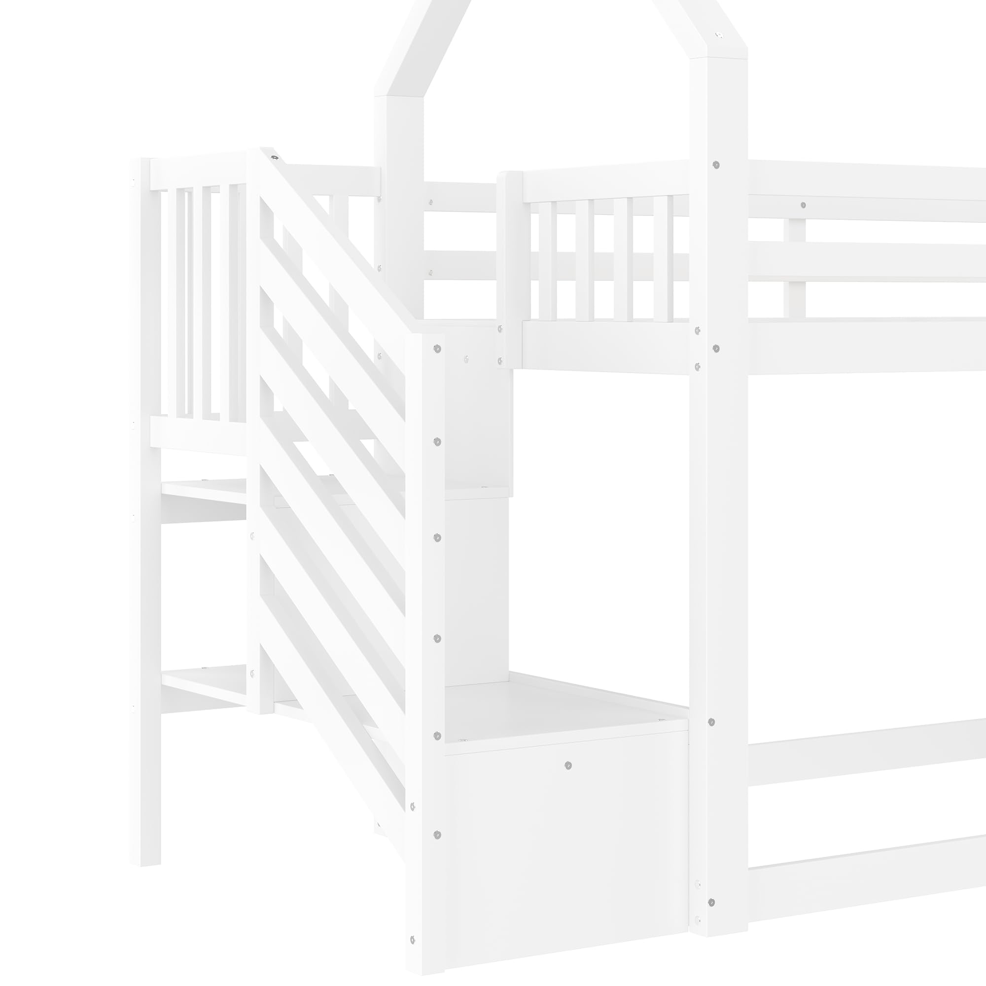 Azkoeesy Came Literas Infantil de 90 x 200 cm - Tobogán - Escaleras - Forma de Casa para niños o Adolescentes Blanco
