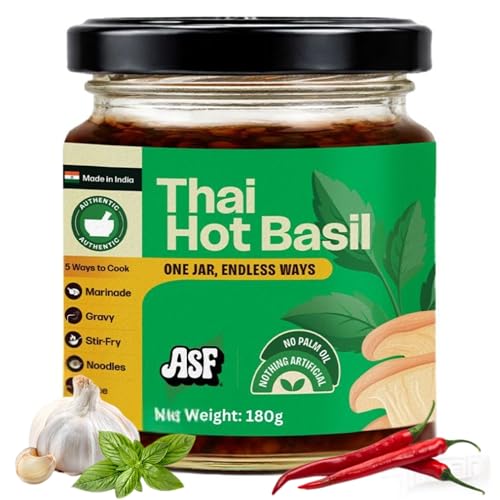 Image of ASF Thai Hot Basil Sauce, 180g | Thai Cooking Sauce for Noodles, Fried Rice & Tofu Stir Fry | No Palm Oil | 100% Vegan | No Preservatives | Clean Label | Conceptualized in the UAE