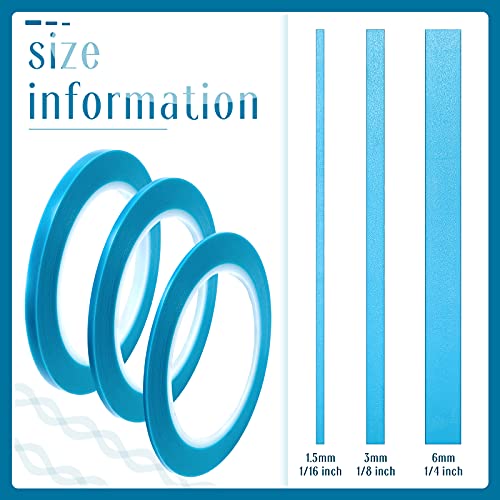 Image of Nezyo 6 Pcs Vinyl Pinstripe Tape Auto,Blue,1 /16,1 /8, 1 /4 Inch