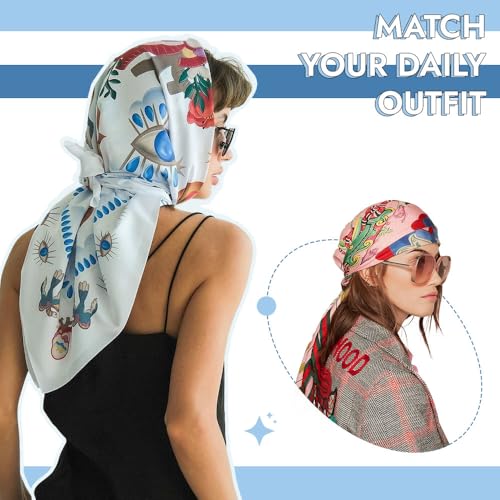 3Pcs Large Square Satin Head Scarf - 35" Satin Hair Scarves Silk Bandana Headscarf Silk Feeling Scarf for Women2
