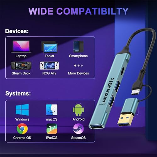 Image of iVOOMi NEXUS401C 2 in 1 Type-C /USB to 4 Port USB Aluminium Hub with 20cm Length and Gold Plated Connector, Working with Windows, macOS, Linux for Laptop, MacBook - 1 Year Warranty - Newly Launch