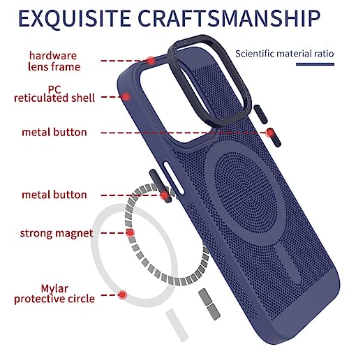 Image of Mesh Series PC Protective Case For iPhone 14 /13 (6.1-Inch), Ultra Thin Structure, Metal Buttons And Camera Ring, Full Body Protection With Magsafe Compatibility (Sky Blue)