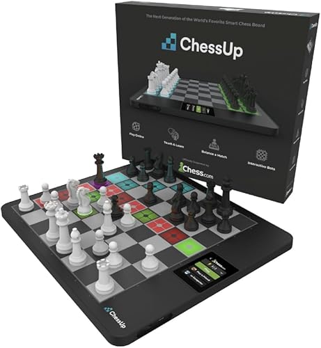 ChessUp 2 tableros electrónicos de ajedrez de Bryght Labs - WiFi integrado, motor de ajedrez - Incluye juego de ajedrez TouchSense Piezas - Tablero
