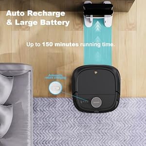 TECBOT Robotic Vacuum Cleaner and mop with Laser LiDAR Navigation 150Mins Max Self Charging Robotic Vacuum and Mop for Home Without Cleaning Mop BaseIdea for Pet Hair Carpet Hard Floor Black