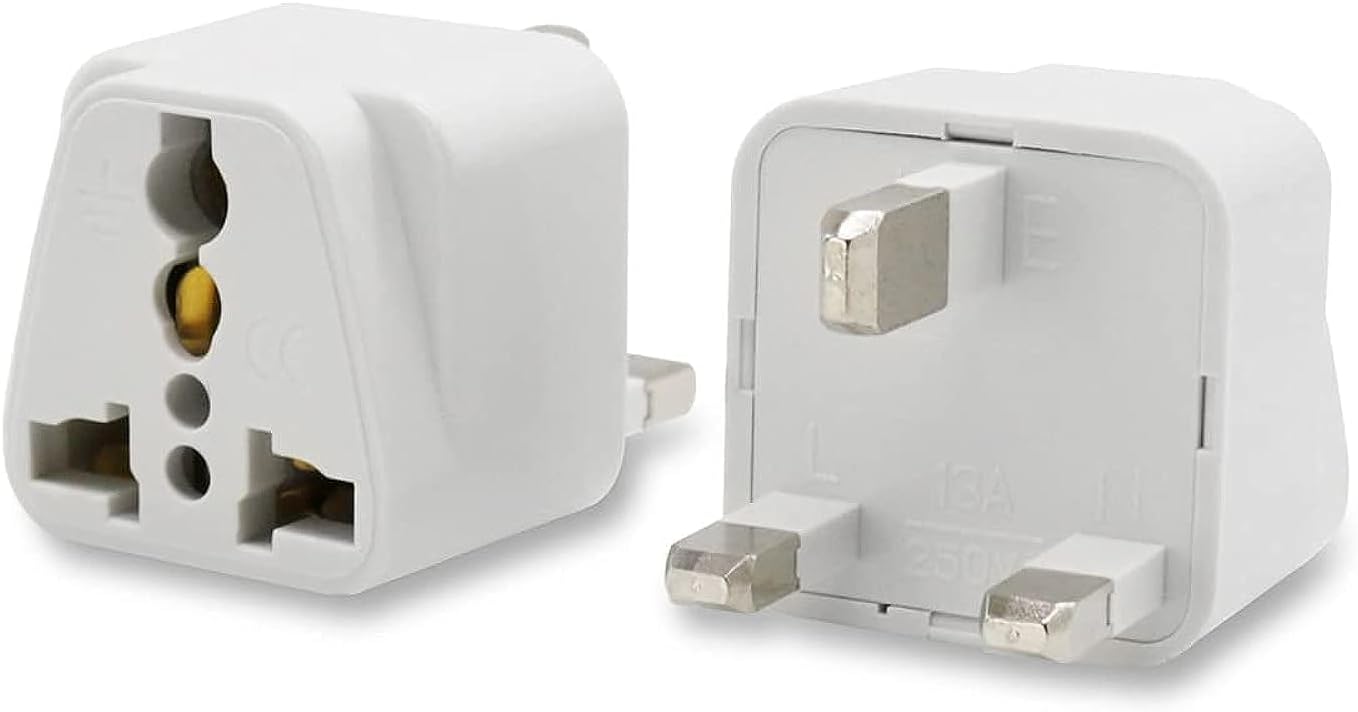 ECVV® [2-Pack] USA/Canada/EU/AU to UAE Dubai UK HK Plug Converter, 3-Pin Travel Adapter Plug, Universal Socket Travel Adaptor Converter for Business Trip Holiday Hotel Airport (White)