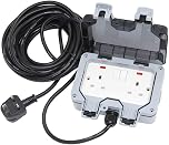 Outdoor Extension Lead 20M 2 Way Waterproof IP66 Garden Long Extension Cord Weatherproof Double Switched Outside Use