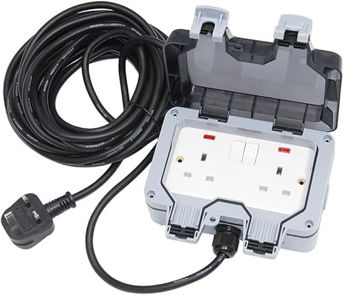 Outdoor Extension Lead 20M 2 Way Waterproof IP66 Garden Long Extension Cord Weatherproof Double Switched Outside Use