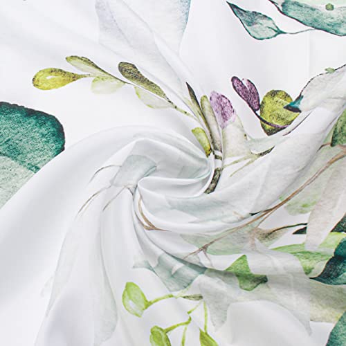 Nuseiis Small Stall Sage Green Shower Curtains 36 X 72,Fabric Narrow Half Eucalyptus Leaves Shower Curtain Sets, Watercolor Floral Plant Bathroom Decor With Hooks #TOP3