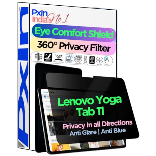 Image of PxIn Tablet Privacy Screen Guard compatible with Lenovo Yoga Tab 11 | No.1 | Anti Glare | Anti Blue Light | Anti UV | 4 Way Privacy Filter | 360 Privacy | Eye Protect