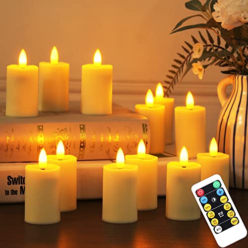 WRalwaysLX 12 Stück flammenlose Teelichter mit Fernbedienung, flackernde LED-Kerzen, Votivkerzen, Batteriekerzen, Innendekoration, 3,8 cm x 8 cm Cover