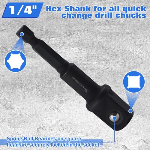 SPEEDWOX 6Pcs 3-Inch and 6-Inch Impact Grade Socket Adapter Set Socket Adapter Extension Set Impact Adapter Set Socket Sets 1/4 3/8 1/2 Impact Socket Adapter Set 1/4 Hex Shank Socket Driver - Image 3