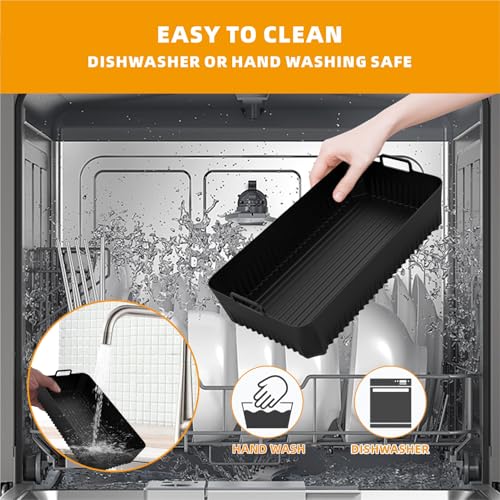 Silicone Air Fryer Liners for Ninja Flex Drawer AF500UK, Large Air Fryer Liner for Ninja Foodi Flexdrawer 10.4L, AF500UK Accessories Air Fryer Liners 10.4 Litre Inserts (Black) - Image 4