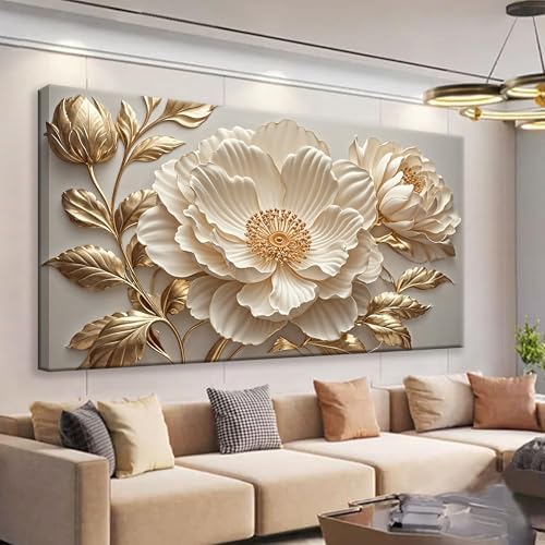 Amazon.com: QSQ Wall Art For Living Room White Flower Wall Art Prints ...