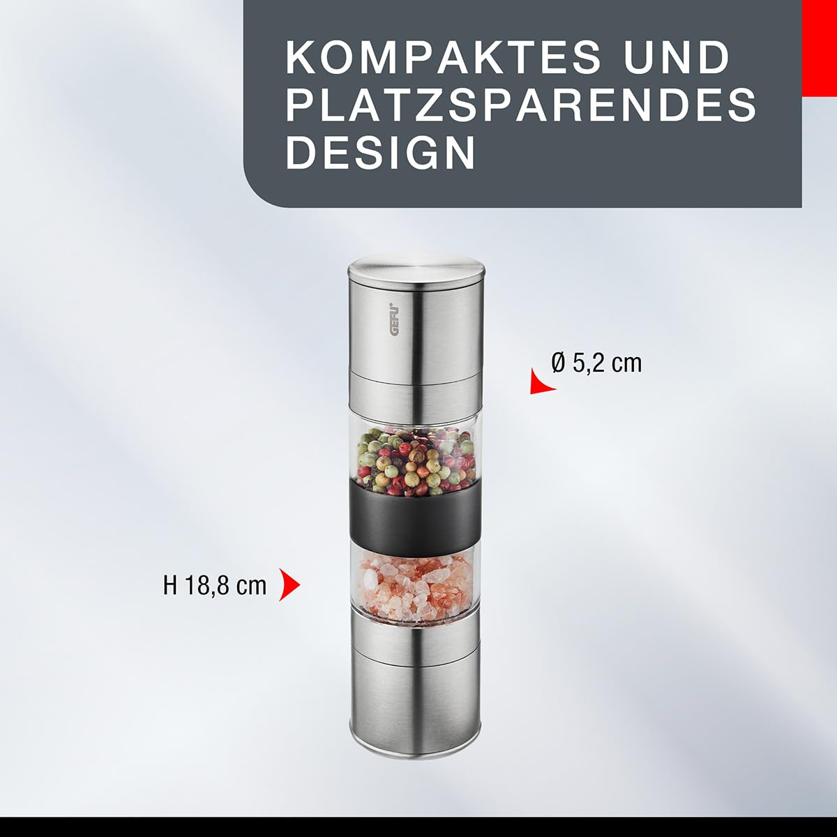 GEFU Doppelmühle LAMOLA für Salz & Pfeffer - Edelstahl Kombimühle