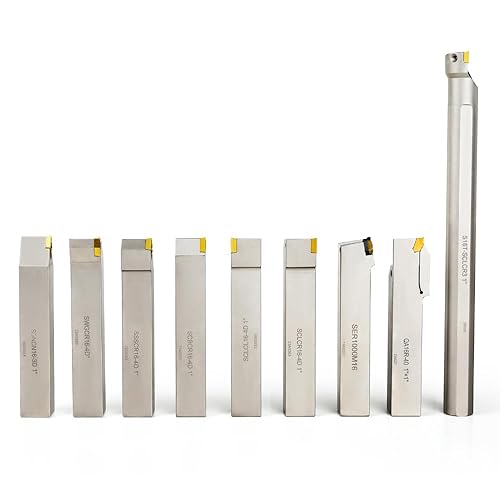 Miniatura 5 de OSCARBIDE Soporte para herramientas de torneado de carburo indexable con vástago de níquel de 1 pulgada y barra de mandrinado, 9 piezasjuego,