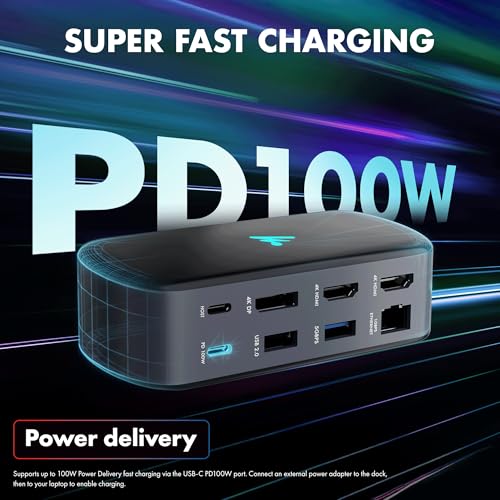 Image of Type C 11 in 1 Wozoyo Docking Station, PD 100W, 2X4K@60Hz HDMI, 4K DisplayPort,2XUSB 5Gbps, 1 Gigabit Ethernet, SD /TF,AUX Port, Universally Compatible Thunderbolt 4, macOS, Windows, Android & iOS