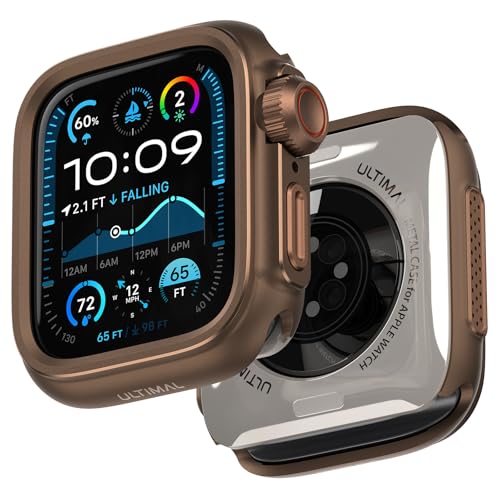 Image of ULTIMAL Metal Case Compatible with Apple Watch Series SE3 /SE2 /SE /6 /5 /4 44mm with Back Cover, Military Grade Shockproof Protective Case, Rugged Cover for iWatch 44mm (Brown)