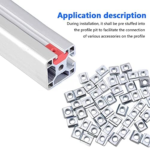 ZXShow 50 Pieces M5 T Nuts T-Track Sliding Nuts Galvanized Carbon Steel T-Slot Hammer Head Nuts M5 Block Square Nuts for Aluminum Extrusions Profile Woodworking