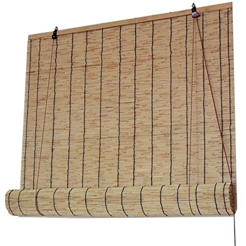 Cortina De Paja,Estores De Bambú,Bambú Cortina,Tonos De Sol,Cortina De Caña Para Ventanas,Instalación Fácil, Persianas De Interior Al Aire Libre Decoración Estor de bambú,W130xH210cm/51x83in Cover
