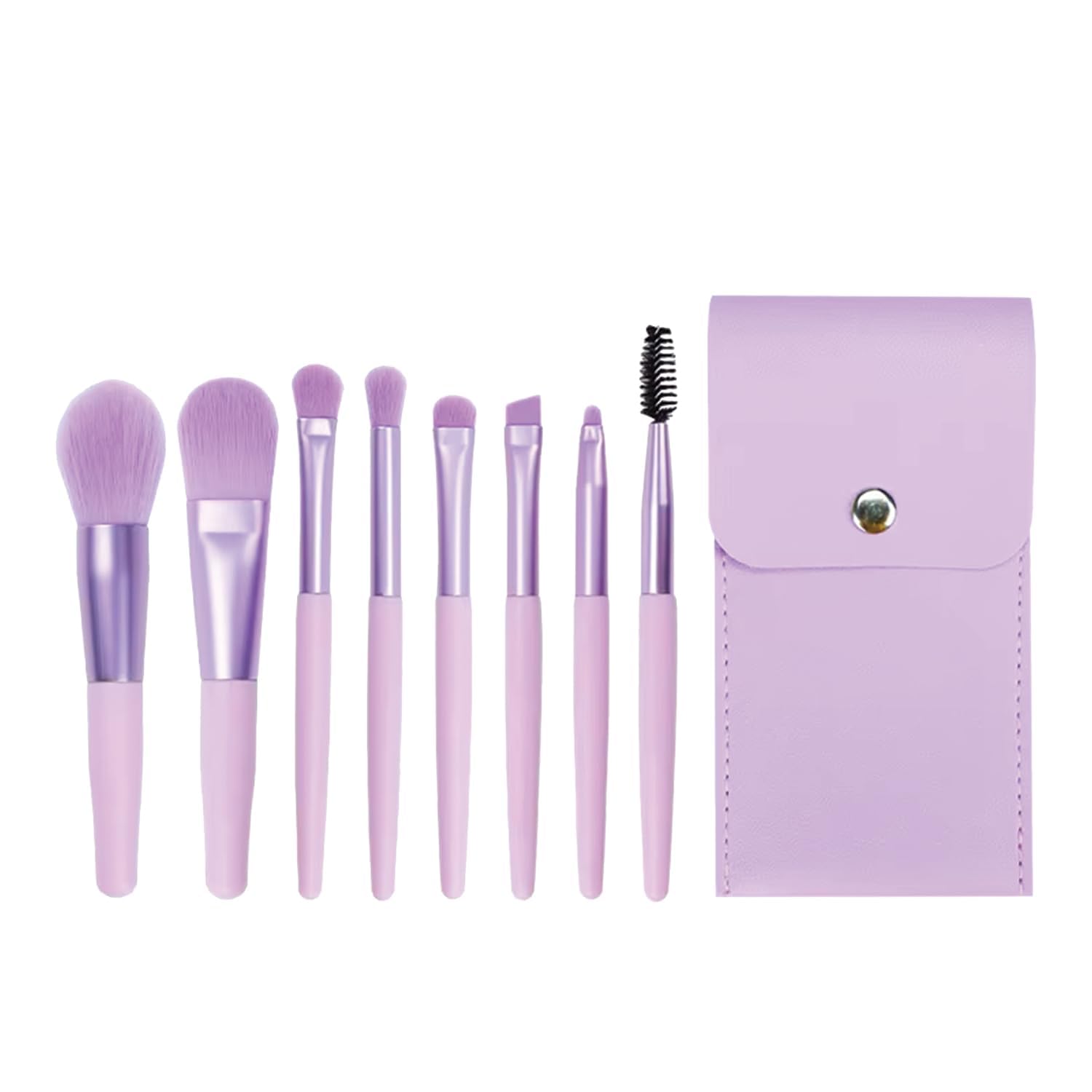 (Pack of 8) Small Size Makeup Brush Set - Soft Bristles Make Up Brushes Sets Kit for Foundation, Concealers, Eyeshadow, Blush, Compact Face Powder, Highlighter, Contour, Blending Eye Liner - With Pouch (Random Colors)-picture-36