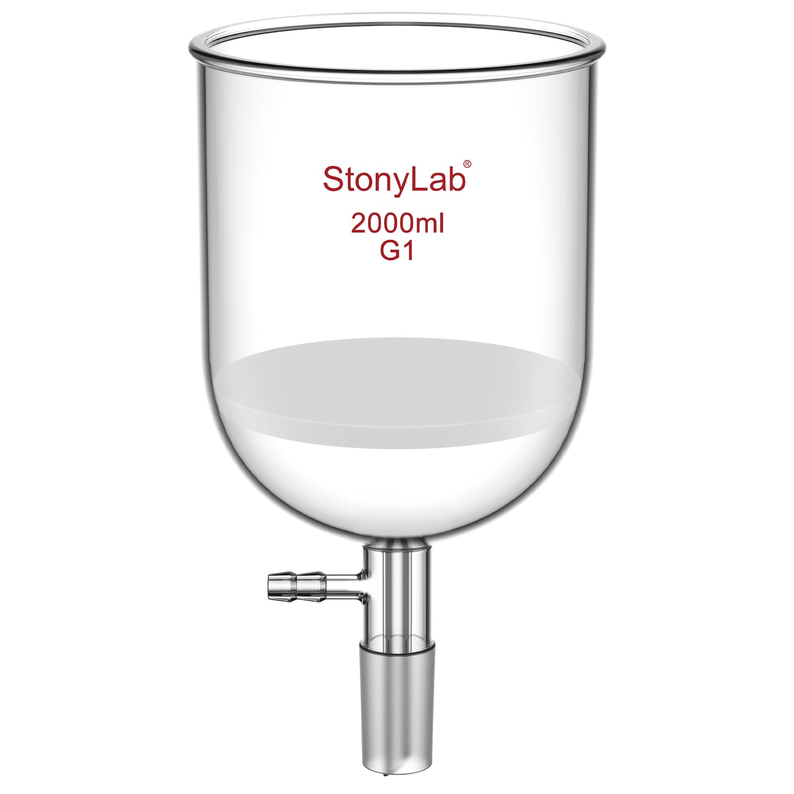 StonyLab Borosilikatglas Buchner Filtertrichter mit grober Fritte, 155mm Scheibendurchmesser, 145mm Tiefe, mit 24/40 Standard Taper Innengelenk und vakuumgezahnten Rohren (2000ml)