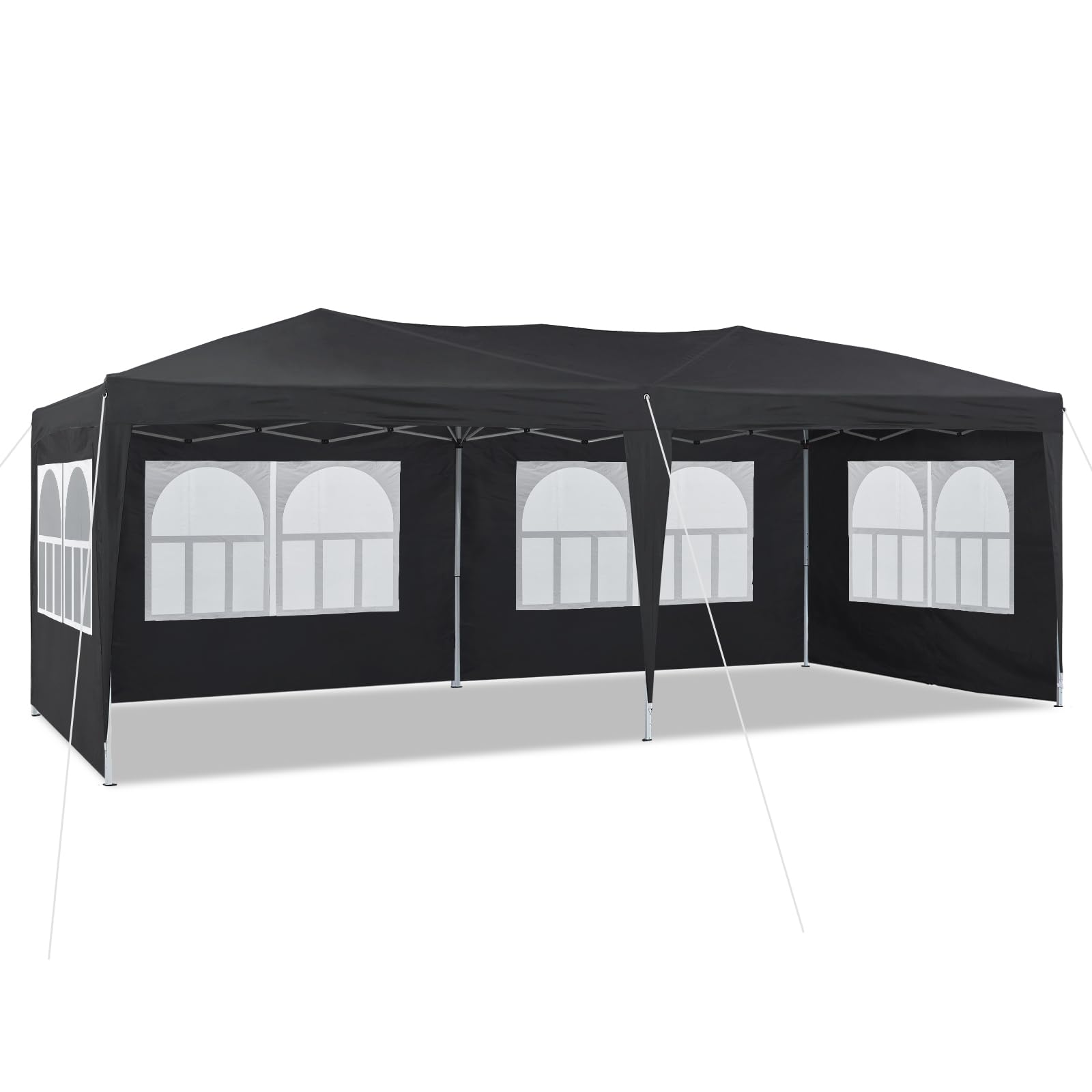 TUKAILAi Faltpavillon 3x6m, Partyzelt Pavillon mit 6 abnehmbaren Seitenwänden, Wasserdicht Stabil Gartenzelt Pavillon, Gartenpavillon für Hochzeiten, Freien, Garten (Schwarz)