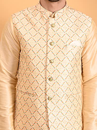 Image of Uri and MacKenzie Men's Silk Blend Kurta Pajama with Designer Ethnic Nehru Jacket /Modi Jacket