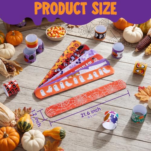 Image of JOYIN 72 PCS Halloween Slap Bracelets for Kids, Halloween Bracelets Bulk for Girls Boys Gifts, Friendship Snap Bracelet for Halloween Party Favors Goodie Bag Fillers, Classroom Favors