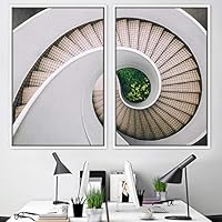 2 Piece Framed Canvas Wall Art Stairs Architecture Canvas Prints Home Artwork Decoration for Living Room,Bedroom - 16