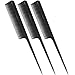 Produktbild com-four® 3X Nadelstielkamm in schwarz, Stielkamm aus Kunststoff mit grober Kammstärke, 20,5 cm (03 Stück - schwarz)