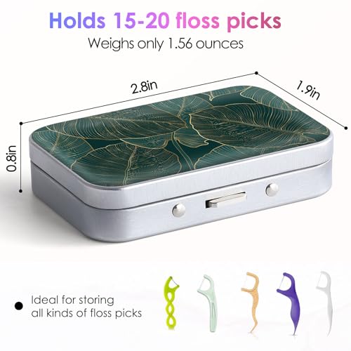 Image of Gerkia Dental Floss Portable Case, Easy to Store Floss Picks of Various Sizes, Portable Dental Floss Dispenser is Perfect for Travelling, Hotels, Dinners, Appointments.Emerald Green Leaf