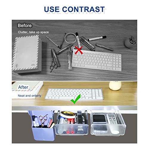 Under Desk Drawer Organizer, Under Desk Storage Attachable Drawer Slide-Out, Hidden Desk Organizer For Reduced Clutter Self-Adhesive Drawer For Office Home Office Kitchen （White） #TOP3