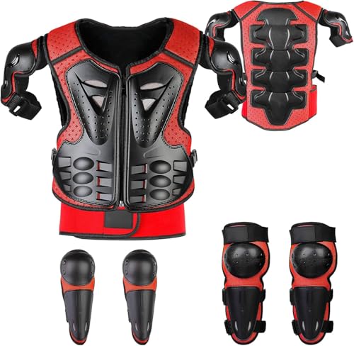 Fansport Équipement De Protection De Moto pour Enfant, 5 PièCes GenouillèRe Respirante CréAtive Equipement Moto Cross Enfant pour Tout-Terrain, Cyclisme,...