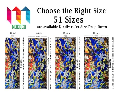Image of MOCOCO Premium Vinyl Privacy Stained Window Glass Sticker (16x84 Inch) - Self-Adhesive Decorative Film Opaque Sheet Tint Wallpaper for Glass Cover Window, Door, Office, Home.| Anti-UV. Blue Patti
