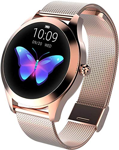 Smartwatch Rosegold Damen Rund Fitness Armband Elegant Aktivitätstracker IP68 Wasserdicht Schrittzähler Schlaftracker Kalorienverbrauch