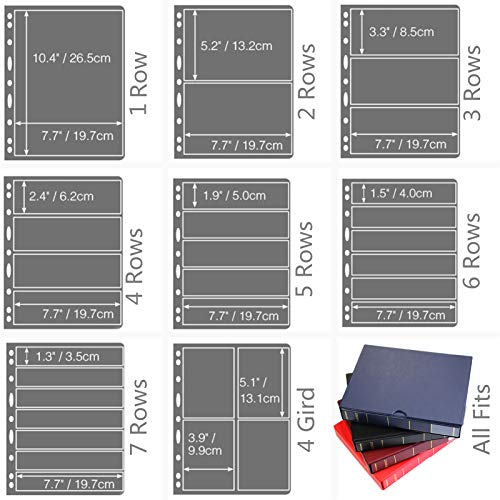 MUROAD Stempelseiten für Briefmarkenalbum Binder, 10 Blatt 6S Seiten für Stempelseiten Sammler, Profi-Packung (6 Reihen)