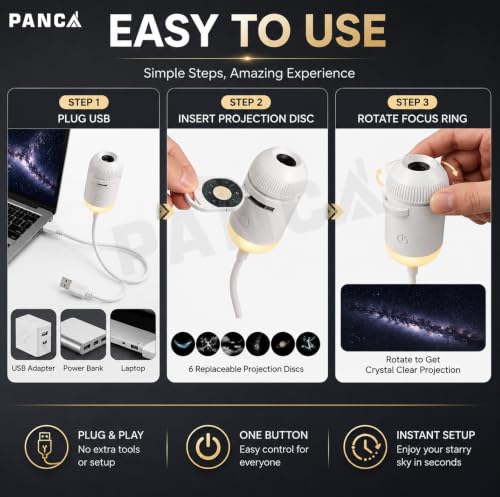 Image of PANCA Galaxy Star Projector Night Light USB LED 360 Rotation Lamp