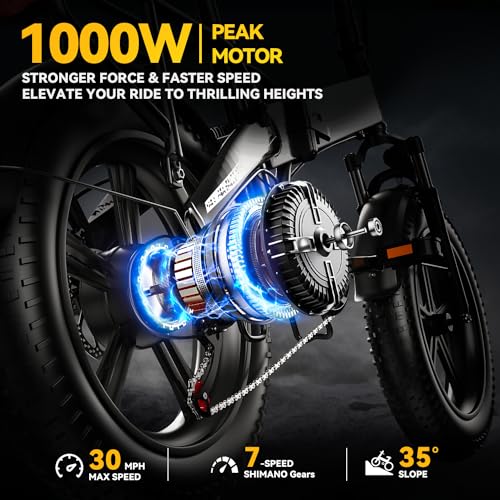 Auloor Folding Electric Bike,750W Motor(Peak1000W) Ebike For Adults With 614Wh Li-Ion Battery,20 Inch*4.0 Inch Fat Tire 30Mph Electric Bicycle 7-Speed E Bike Complies To Ansi/Can/Ul2849 thumb #1