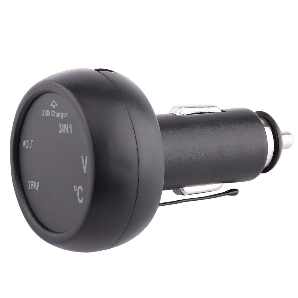 Termometr samochodowy Woltomierz Zapalniczka z ładowarką samochodową USB, 3-calowy podwójny wyświetlacz LED Woltomierz cyfrowy Termometr Zapalniczka Ładowarka samochodowa USB Samochód osobowy (czerwony zielony)